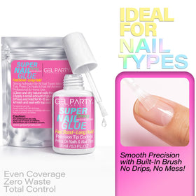 GEL PARTY bottle in a purse for emergency nail repairs and on-the-go bonding reliability