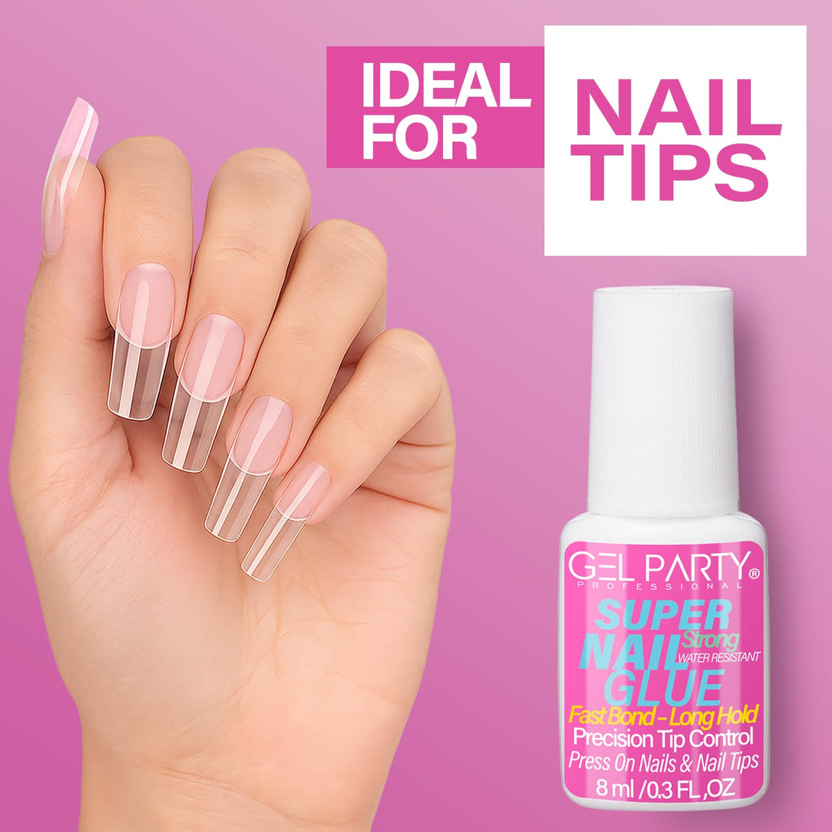 GEL PARTY bottle included in a professional salon kit arrangement to show compatibility and volume