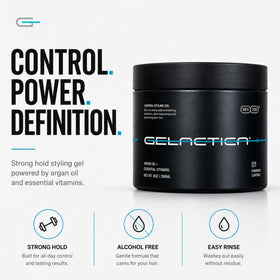 Gelactica being applied to damp hair for firm, long-lasting styling