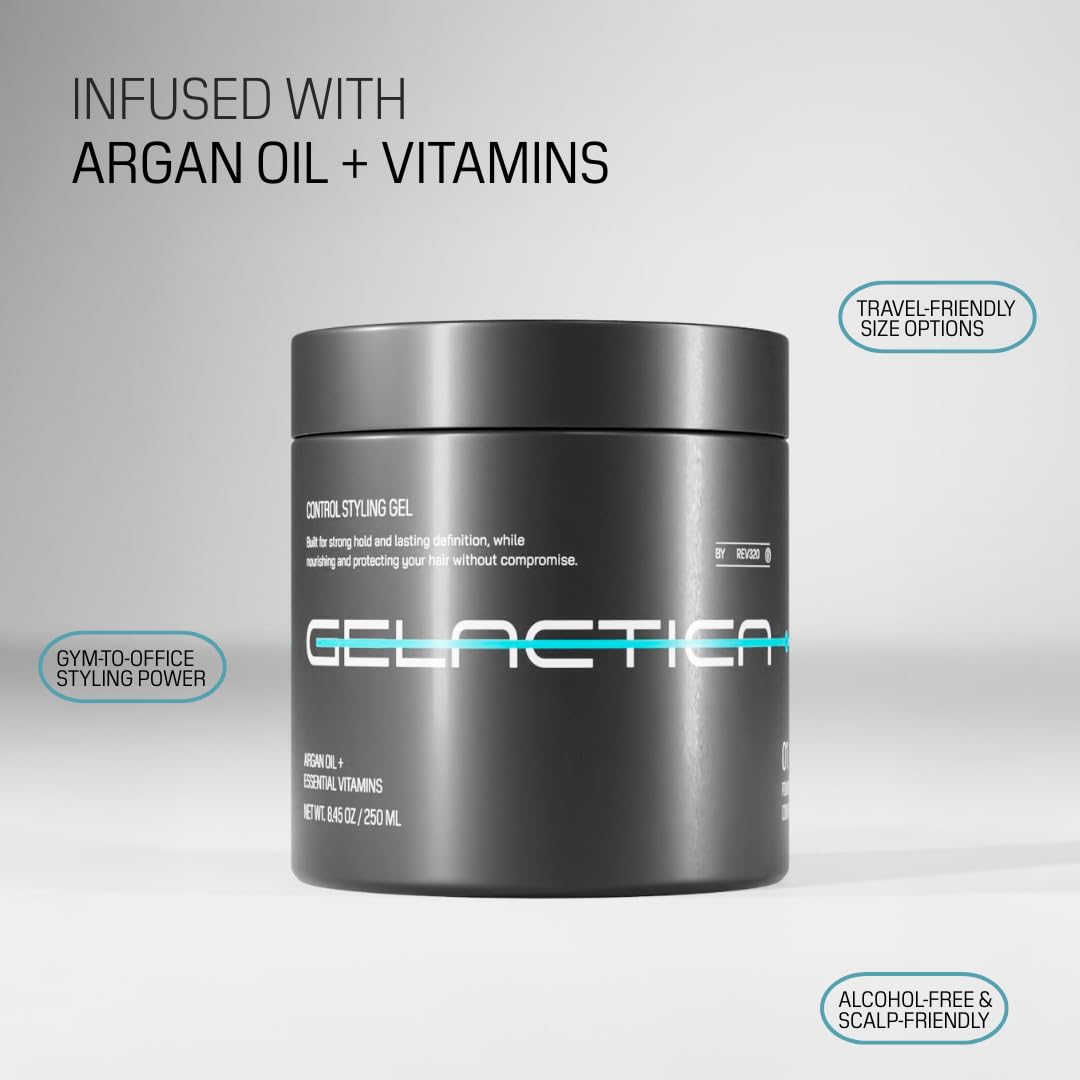 Argan oil and vitamins next to Gelactica jar highlighting nourishing ingredients benefit