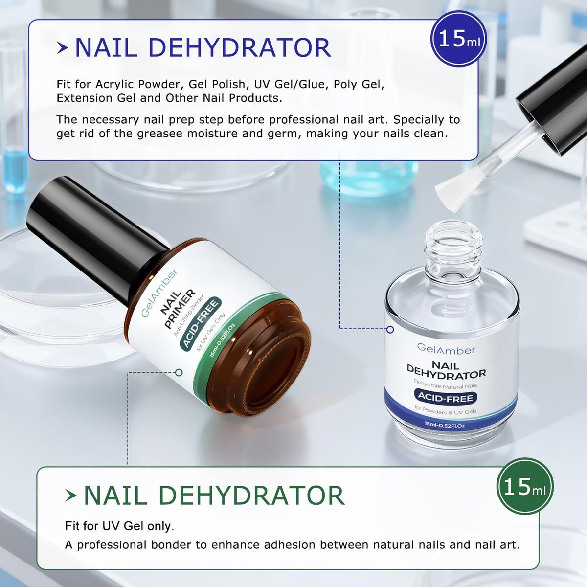 GELAMBER bottles lined up highlighting dehydrator primer base top benefits