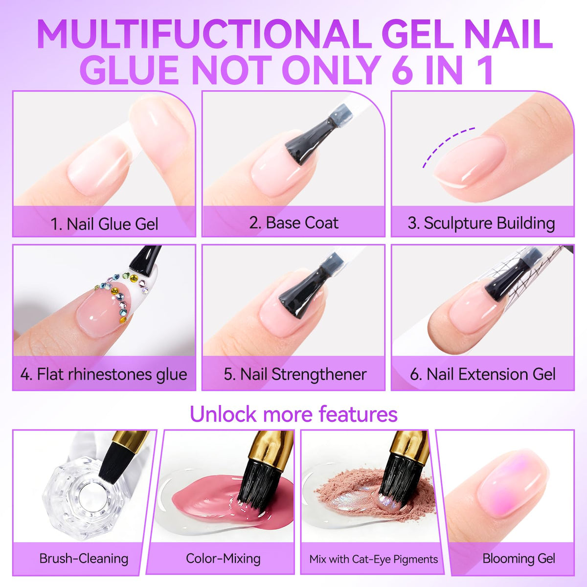 gelike ec cured press‑on nails on hand showing long‑lasting wearable result