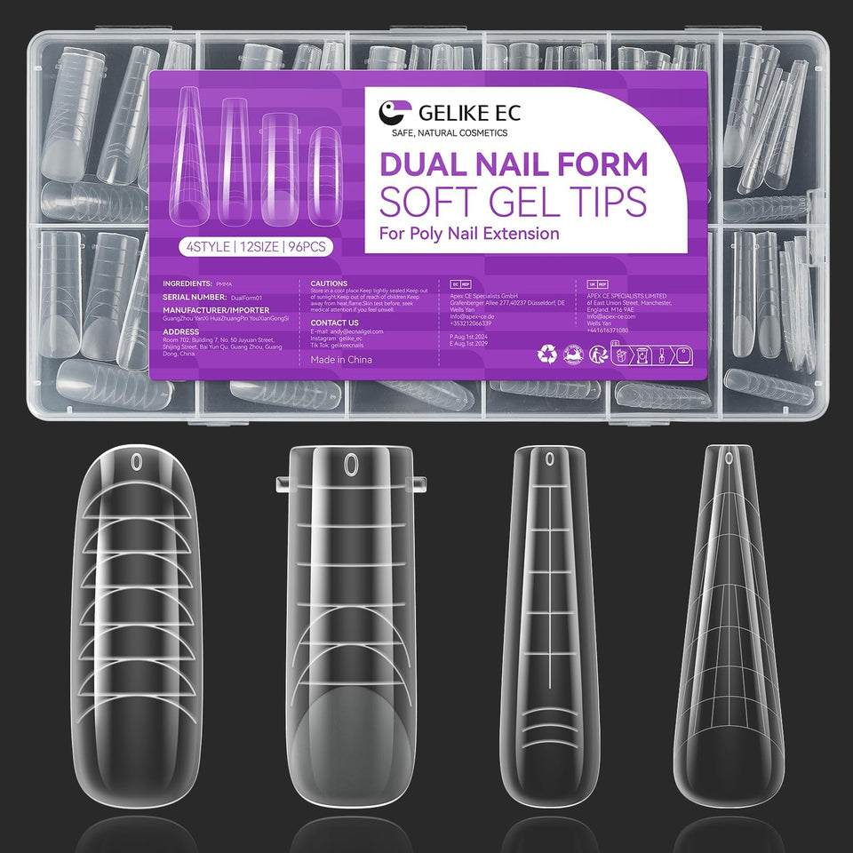gelike ec front package showing 96 color-coded dual forms and benefits