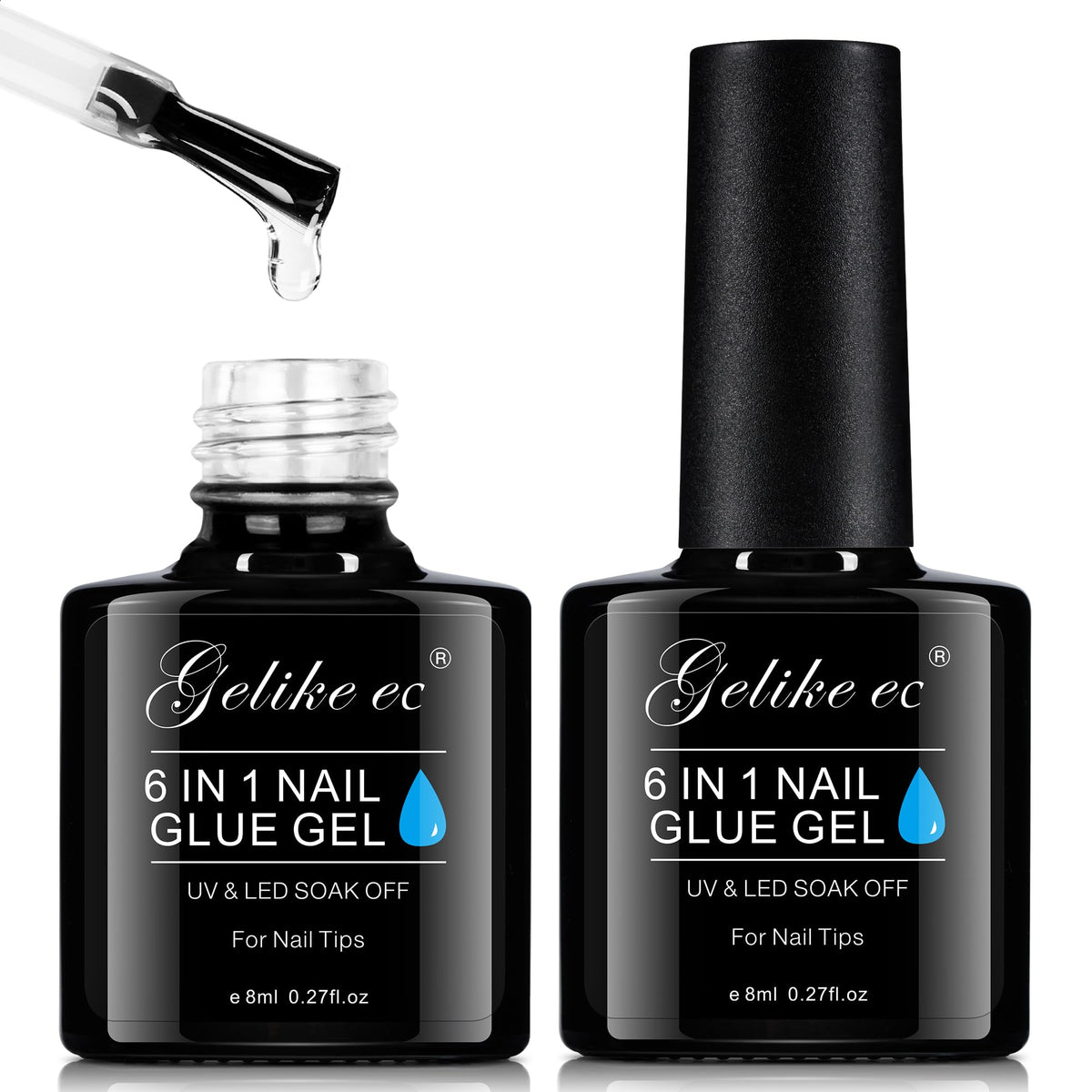Gelike EC front packaging showing two gel bottles and product benefits