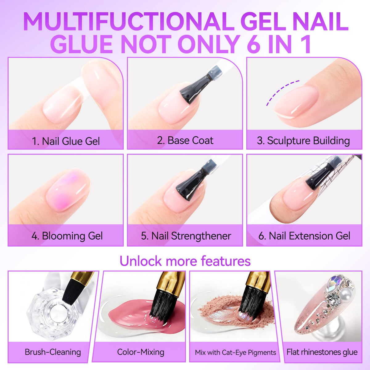 Applying Gelike EC glue to press-on nails for quick, durable adhesion
