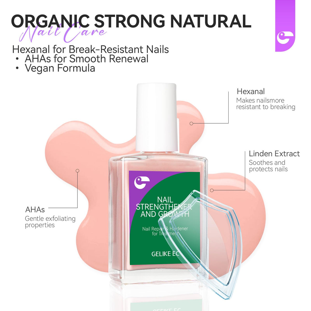 gelike ec 15ml bottle next to a coin highlighting compact travel size