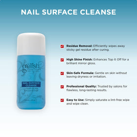 Gelish close-up of cleanser liquid texture demonstrating gentle, non-drying formulation