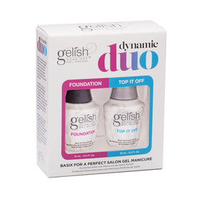 Gelish Dynamic Duo front packaging showing both 15mL bottles and benefits
