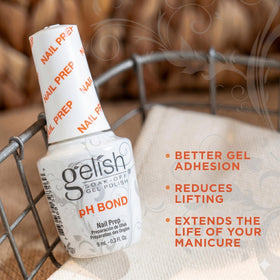 Gelish MINI pH Bond droplet close-up showing quick-dry texture for fast prep