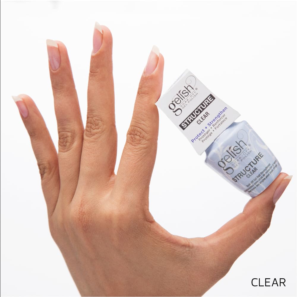 Gelish Structure Gel applied on a natural nail to show ridge filling benefit