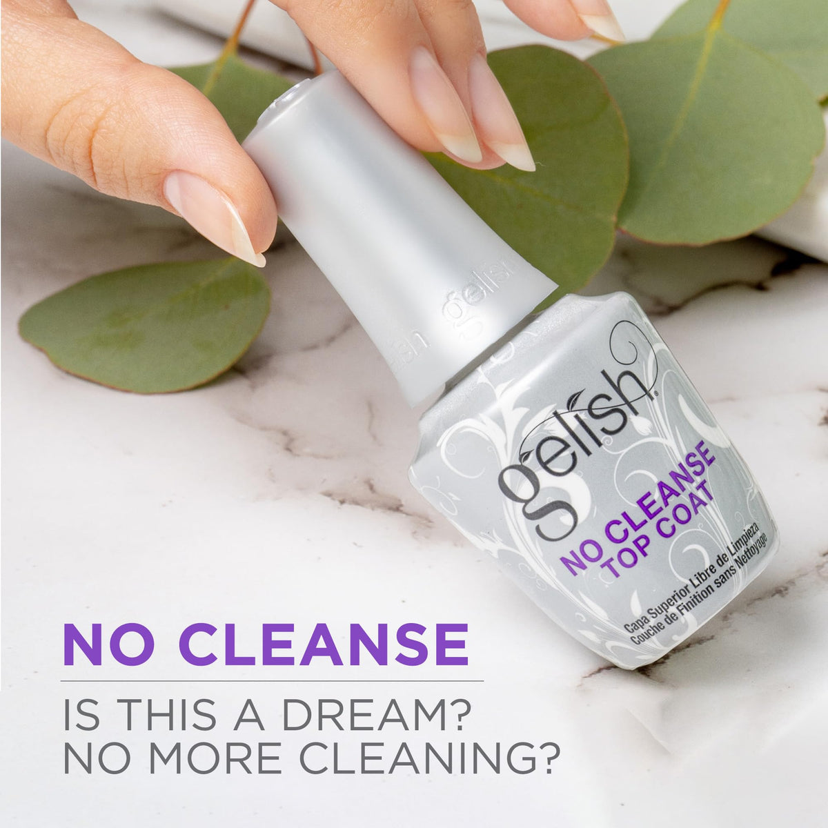 Gelish top coat brush detail demonstrating smooth application and control