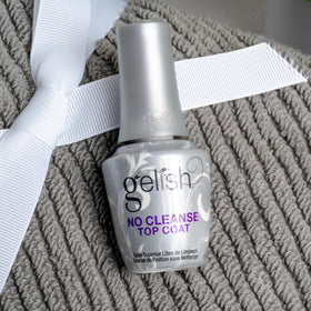 Gelish top coat on nails glossy finish protecting color and shine