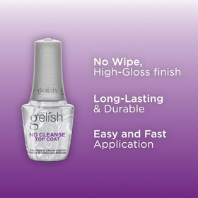 Gelish top coat texture close-up highlighting glossy, no-wipe finish