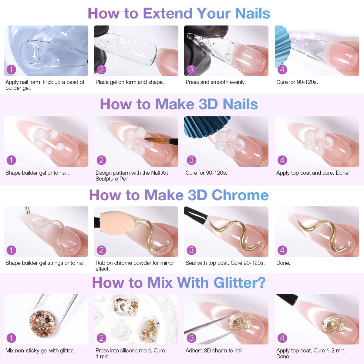 GELLAKTIK chrome pigment swatches showing mirror and metallic effects