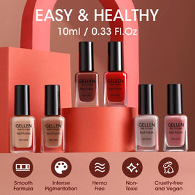 GELLEN application on fingernails showing even coverage and glossy finish