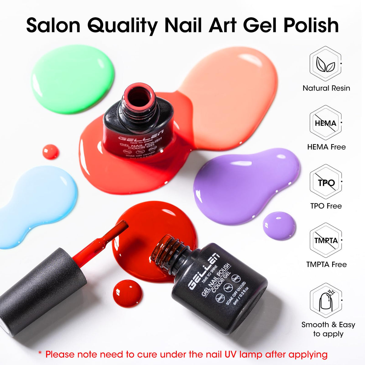 GELLEN close-up of base coat and top coats demonstrating protective finish benefits