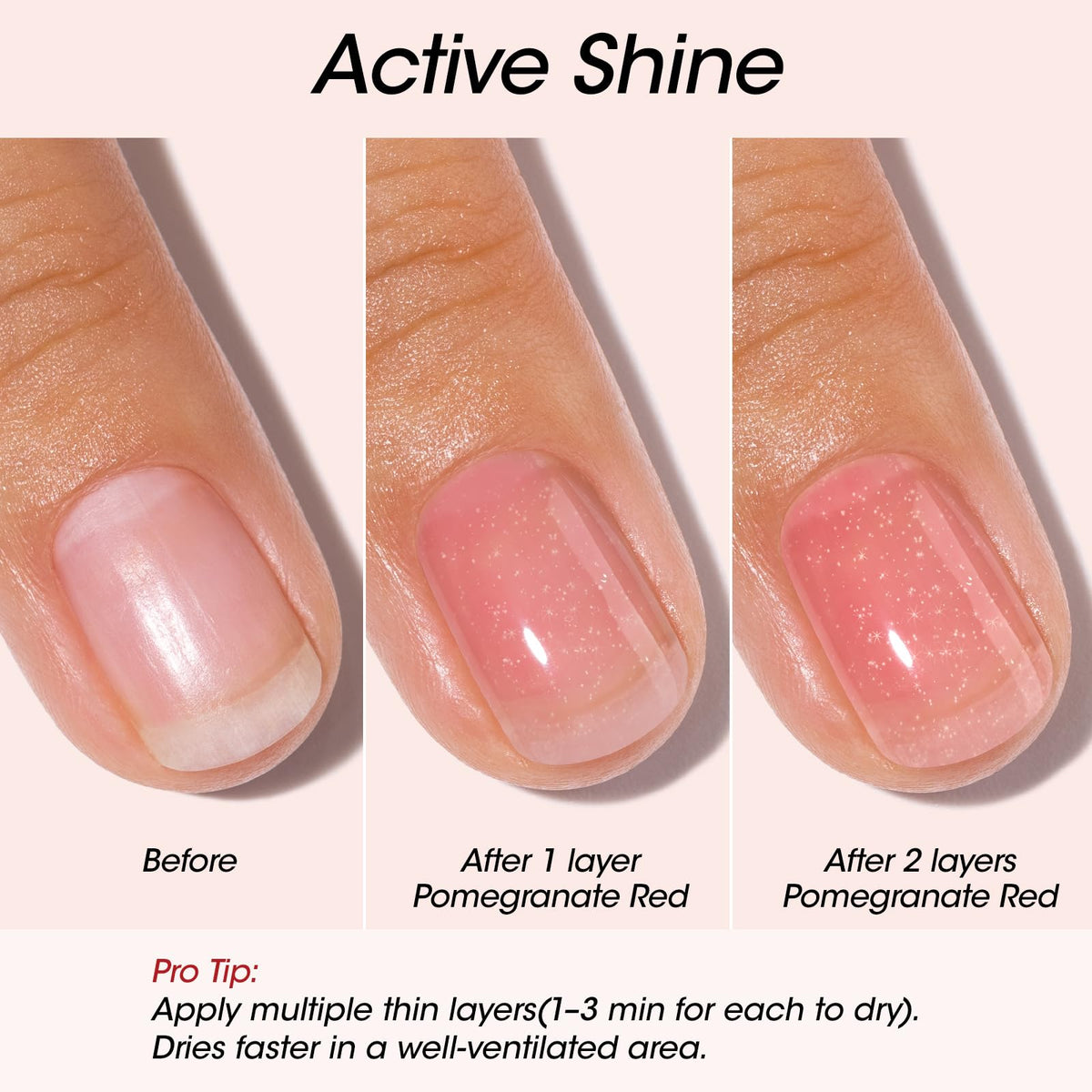 GELLEN before and after nails illustrating ridge filling and improved appearance