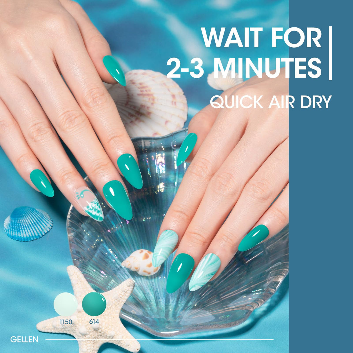 GELLEN close-up of dried polish surface highlighting glossy finish and chip resistance