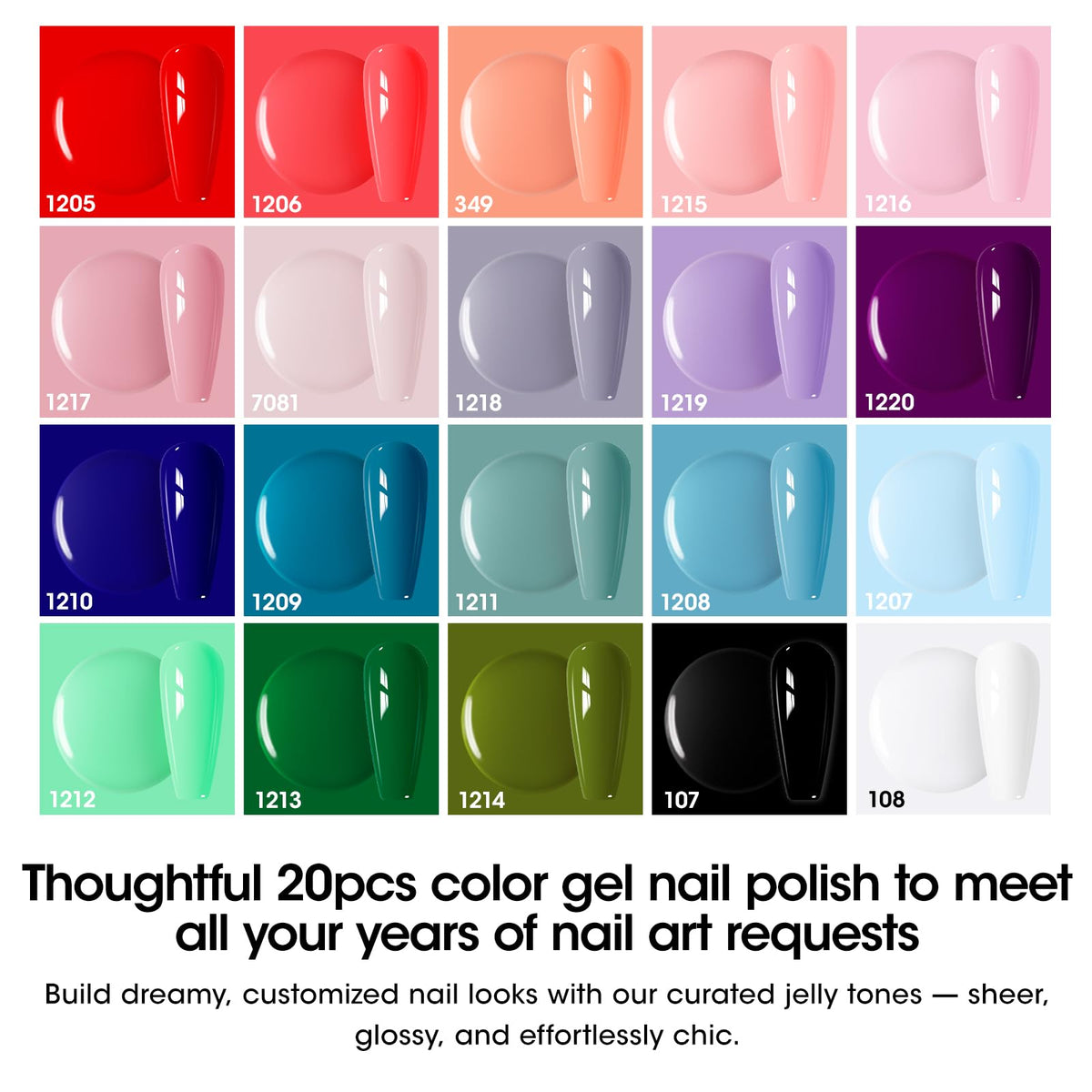 GELLEN colorful swatches laid out to highlight shade variety and seasonal options