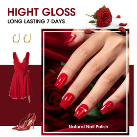 GELLEN color swatches fan displaying six reds for mix-and-match looks benefit