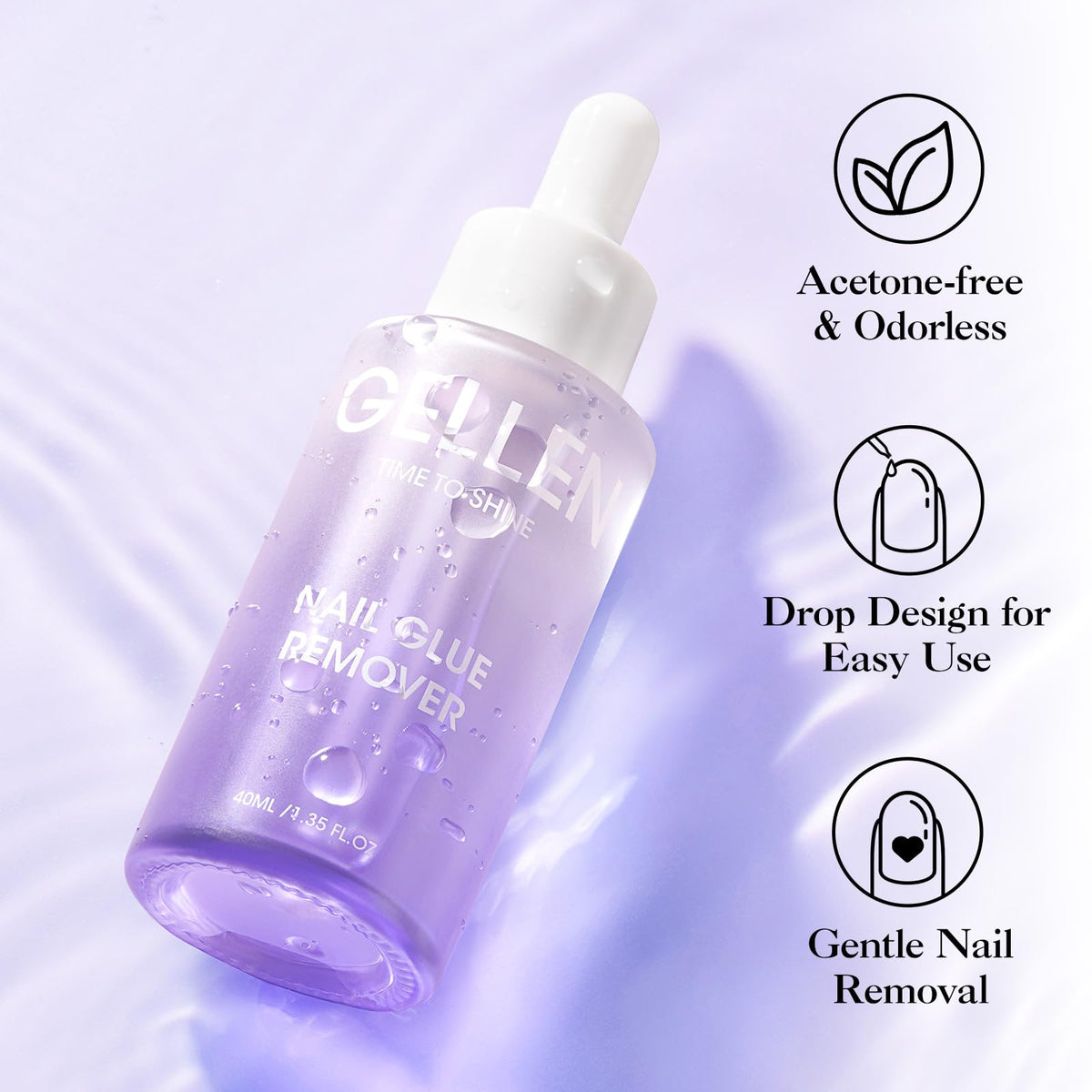 GELLEN dropper application into nail gap, precise hygiene and controlled dosing