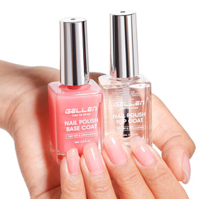 GELLEN front packaging of clear base and top coat showing label and bottle for clear finish
