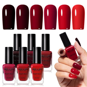 GELLEN front packaging showing six deep red bottles and palette benefit