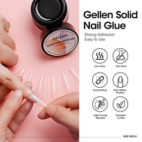 GELLEN applying gel to press-on tip for precise placement benefit
