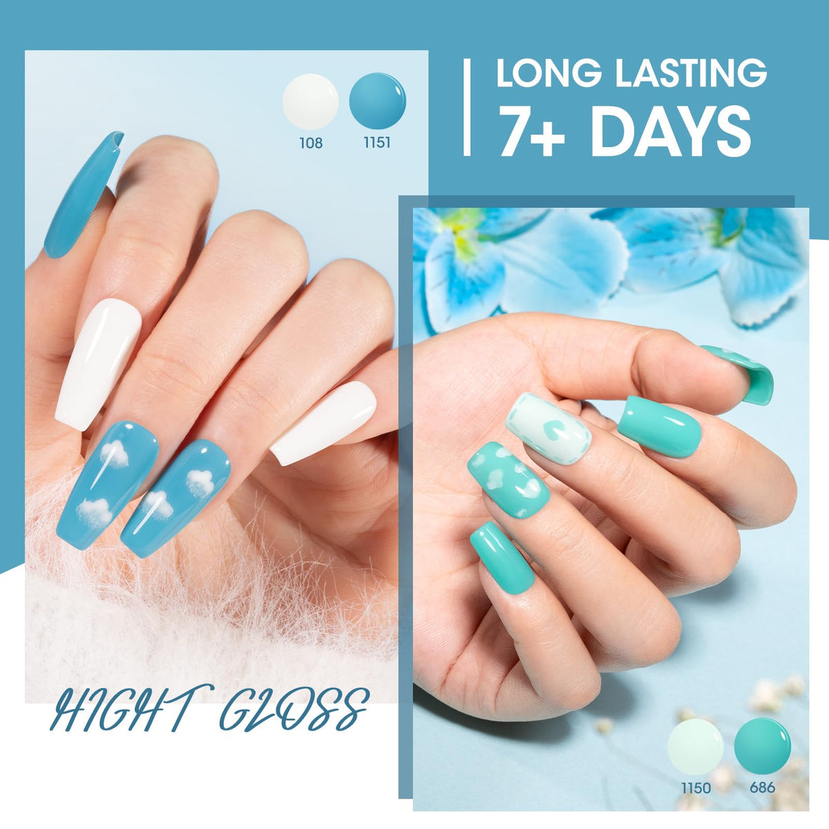GELLEN manicure on hand model wearing mint shade demonstrating quick air-dry benefit