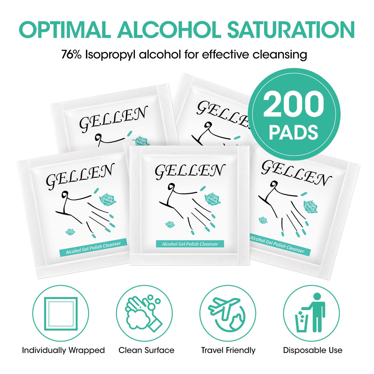 GELLEN individual wipe unfolded to show size and ready-to-use convenience