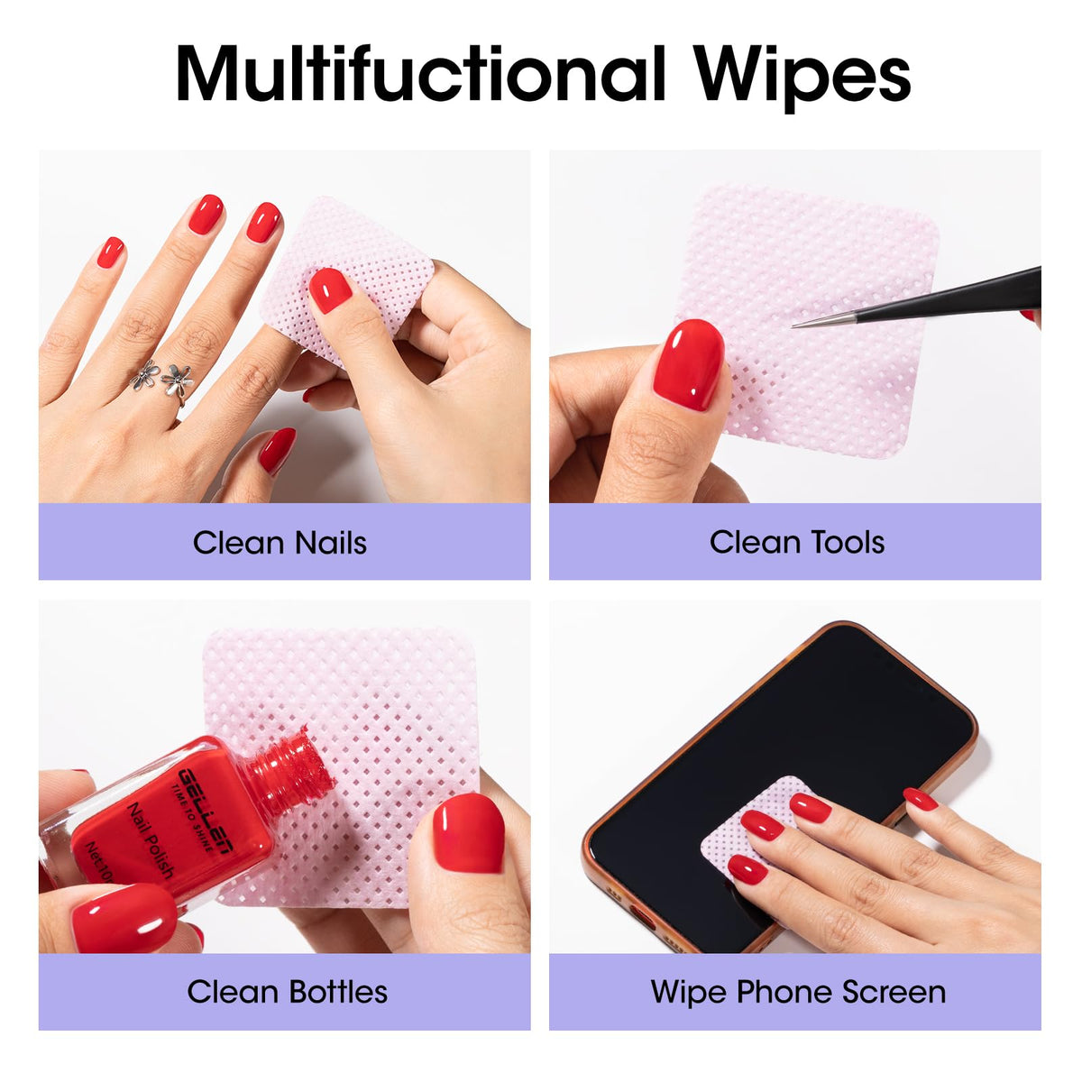 GELLEN remover kit in use removing nail polish quickly
