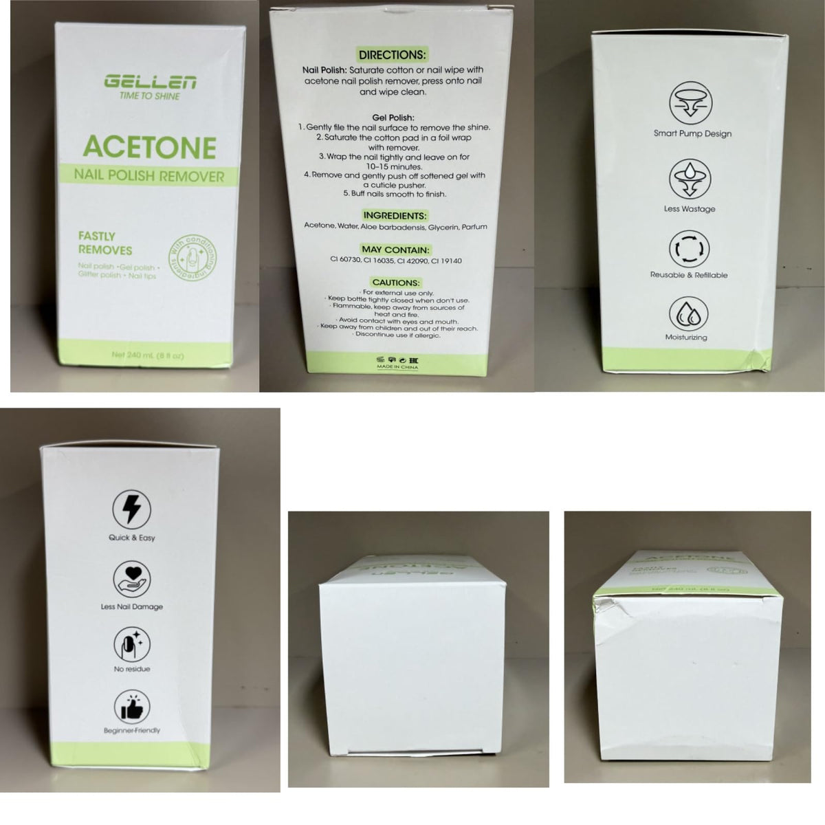 GELLEN label ingredients detail featuring aloe and glycerin for nail-nourishing benefit