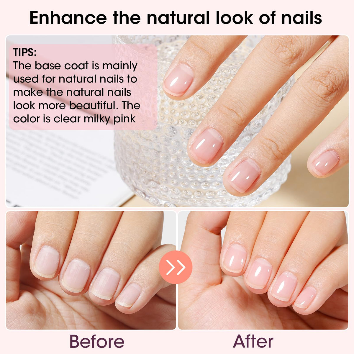 GELLEN before-and-after nails showing visible ridge smoothing benefit
