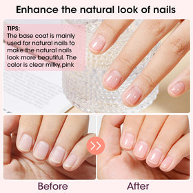GELLEN before-and-after nails showing visible ridge smoothing benefit