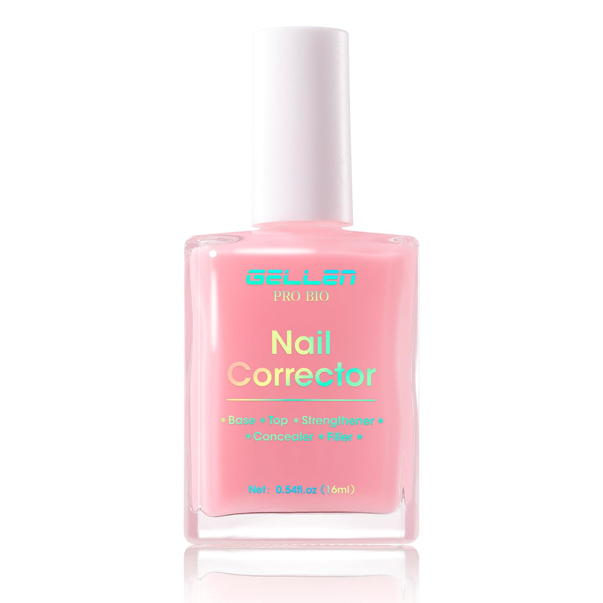GELLEN front bottle showing compact 5-in-1 design and clear pink polish benefit