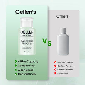 GELLEN removing glitter polish to illustrate effectiveness on glitter and shimmer benefit