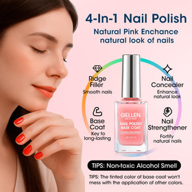 GELLEN swatch on nail with sheer pink tint and natural look