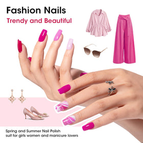 GELLEN swatch strip with six hot pink to purple shades for easy color selection benefit