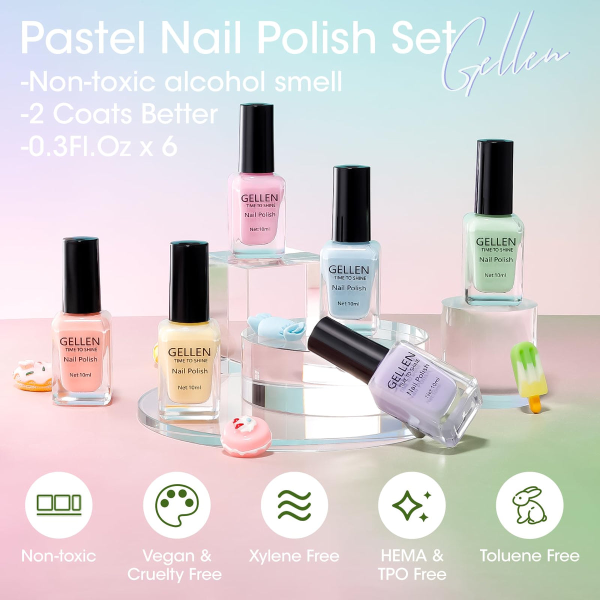 GELLEN application demo of two thin coats for streak-free opaque color