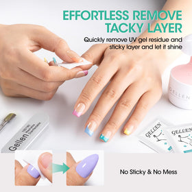 GELLEN wipe in use prepping a nail to improve polish adhesion and finish
