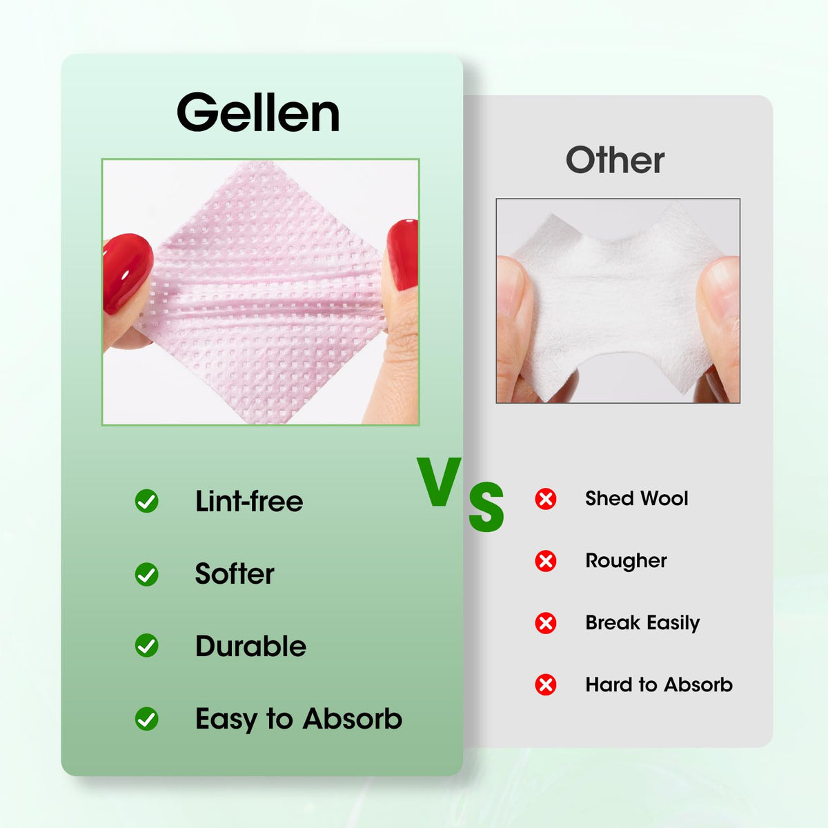 GELLEN wipes stack showing thickness and three-layer construction
