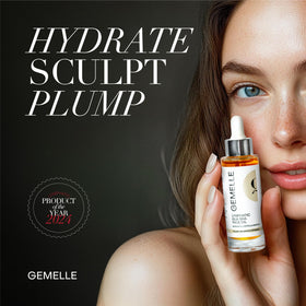 GEMELLE label close-up highlighting botanical ingredients and award-winning branding