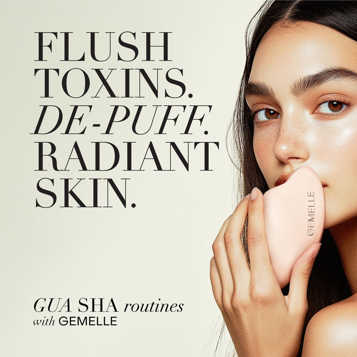 GEMELLE gua sha and oil in use demonstrating improved glide and sculpting benefit