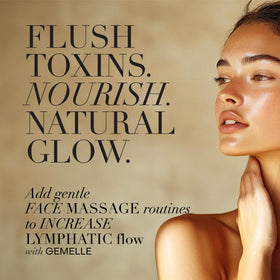 GEMELLE used with a Gua Sha stone to enhance lymphatic massage and de-puffing