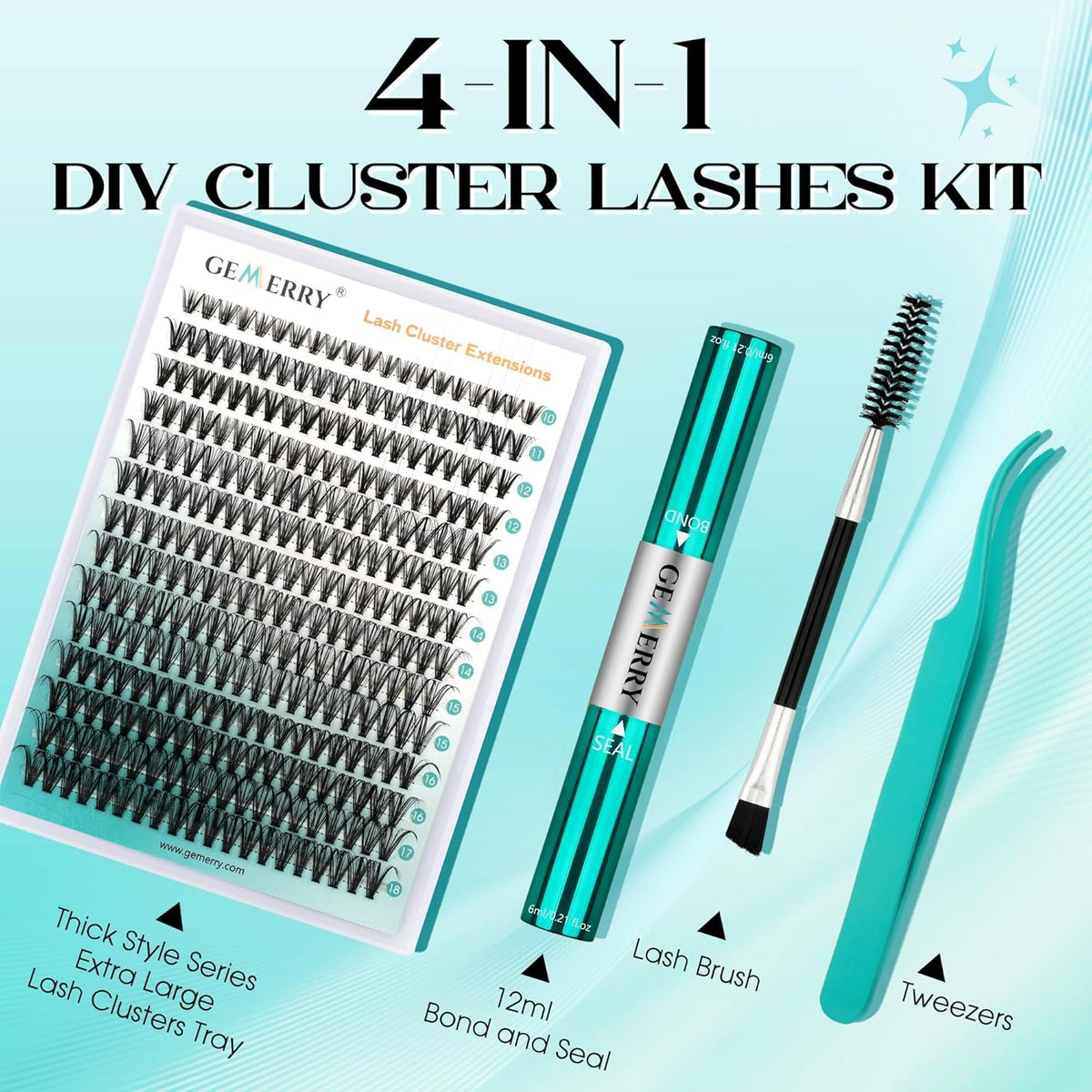 GEMERRY application in use showing DIY lash placement and time-saving