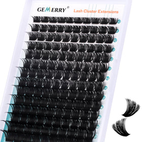 GEMERRY front packaging tray showing 280 cluster lashes and mixed lengths for fast DIY