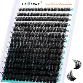 GEMERRY front packaging showing 280pcs cluster lashes and tray benefit convenience