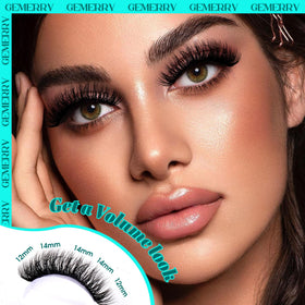 GEMERRY lashes worn by model for a dramatic evening look with volumized impact
