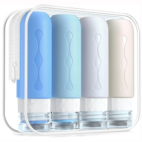 Gemice front view of bottles in pouch showing TSA compliance and easy packing