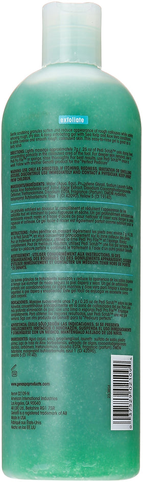 Gena gel texture closeup with visible scrub particles, demonstrates gentle exfoliation